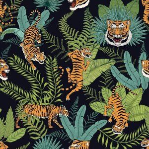 Tiger Jungle Peel & Stick Wallpaper – Removable Vinyl Roll 17.7"x472" – New